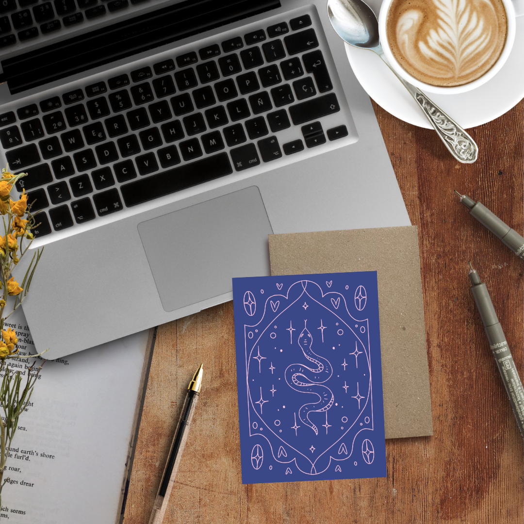 Blue Snake Card, Everyday Greeting Card