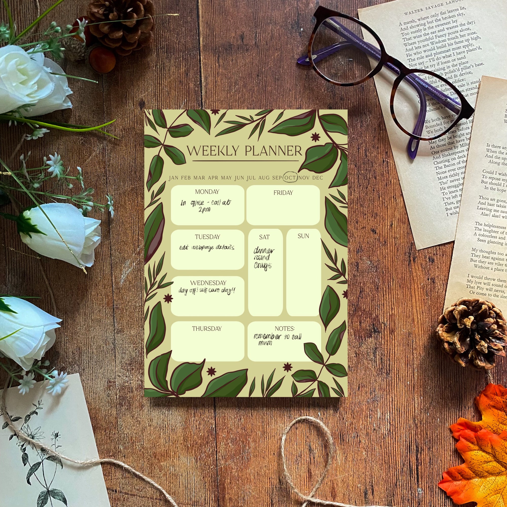 Green Leafy Weekly Planner