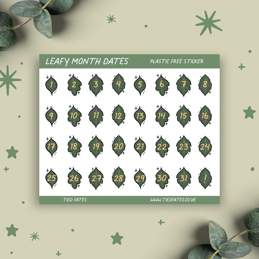 Leafy Month Dates, Sticker Sheet