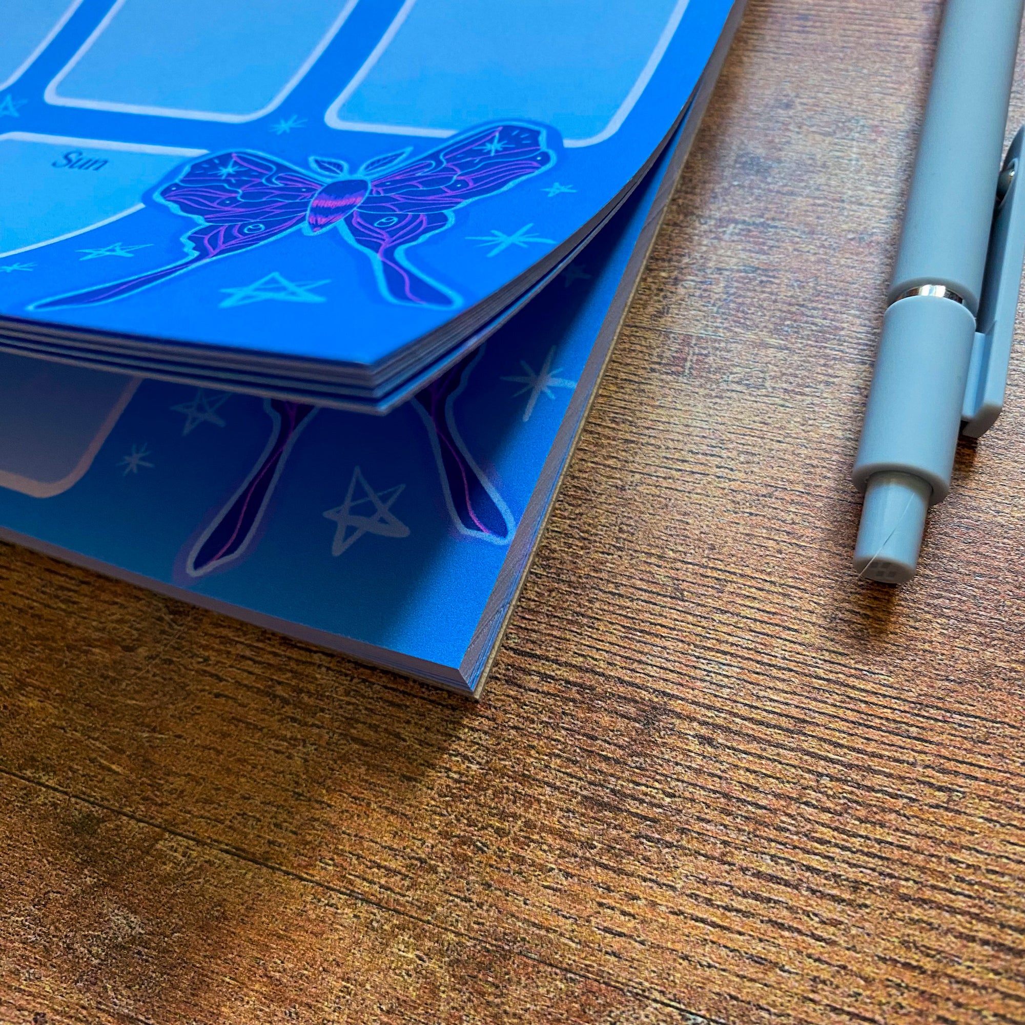 Blue Moth Weekly Calendar, A5 Notepad