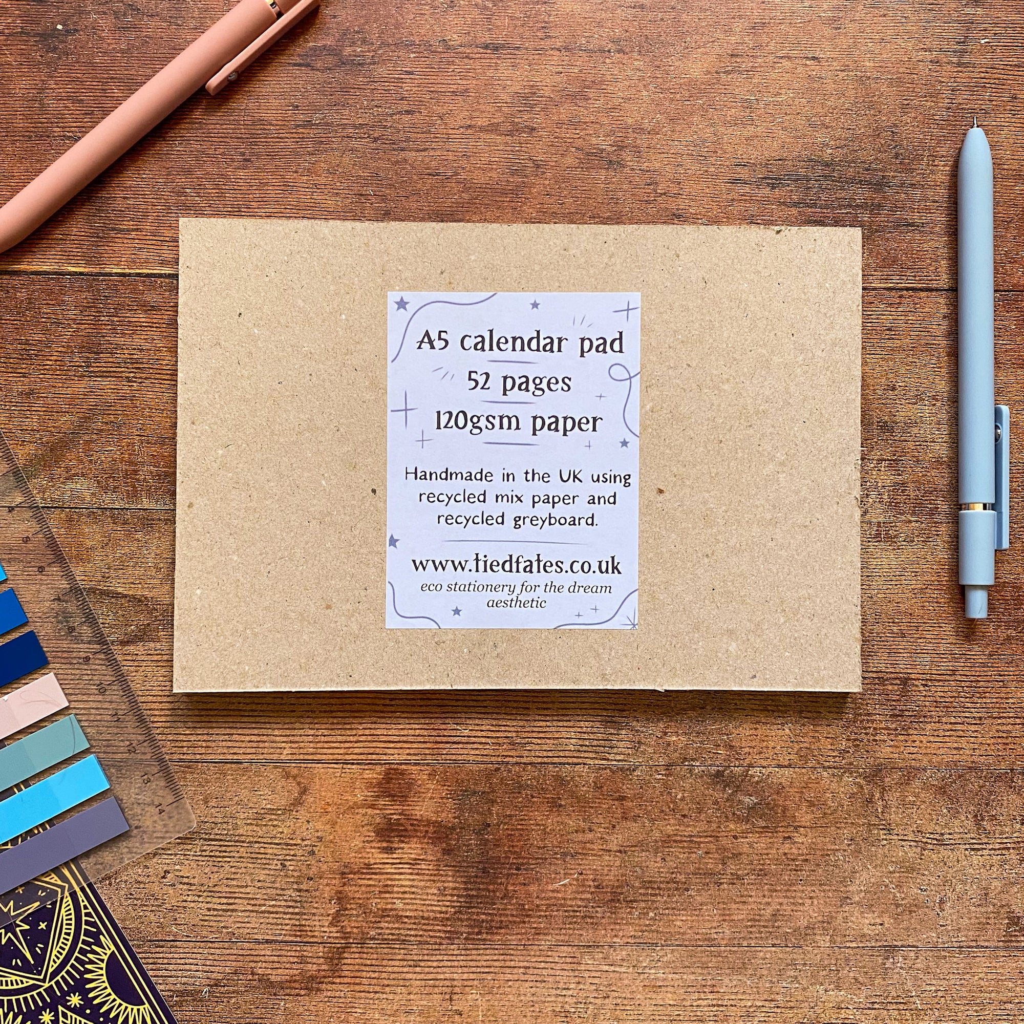 Blue Moth Weekly Calendar, A5 Notepad