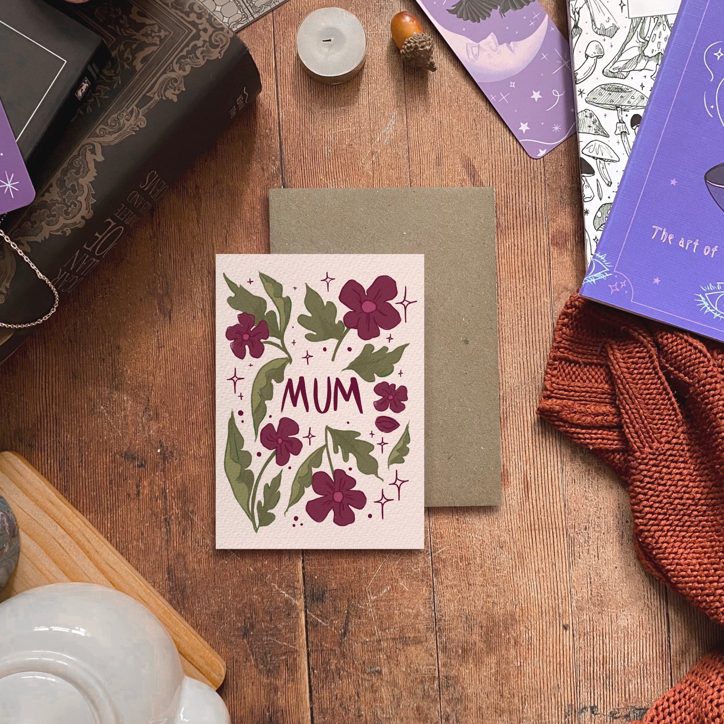 Purple Flower Mum Card