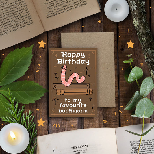 Fave Bookworm, Birthday Card