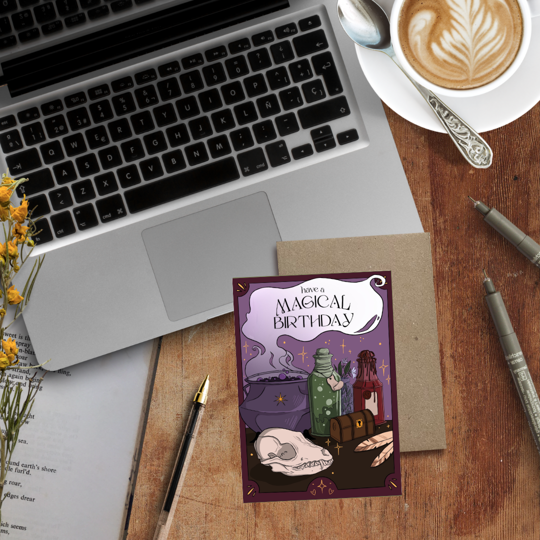 Witch's Desk, Birthday Card