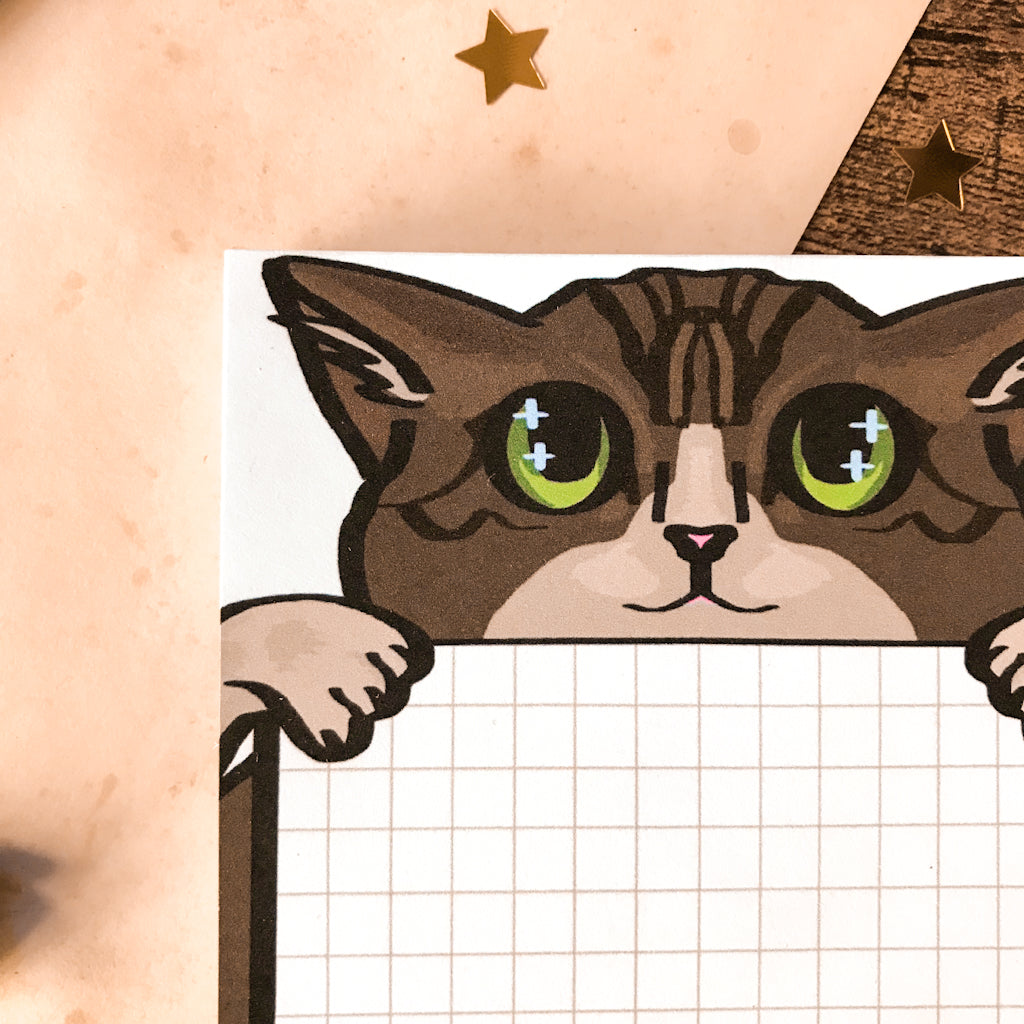 Tabby Cat Memo Pad, Square Notepad