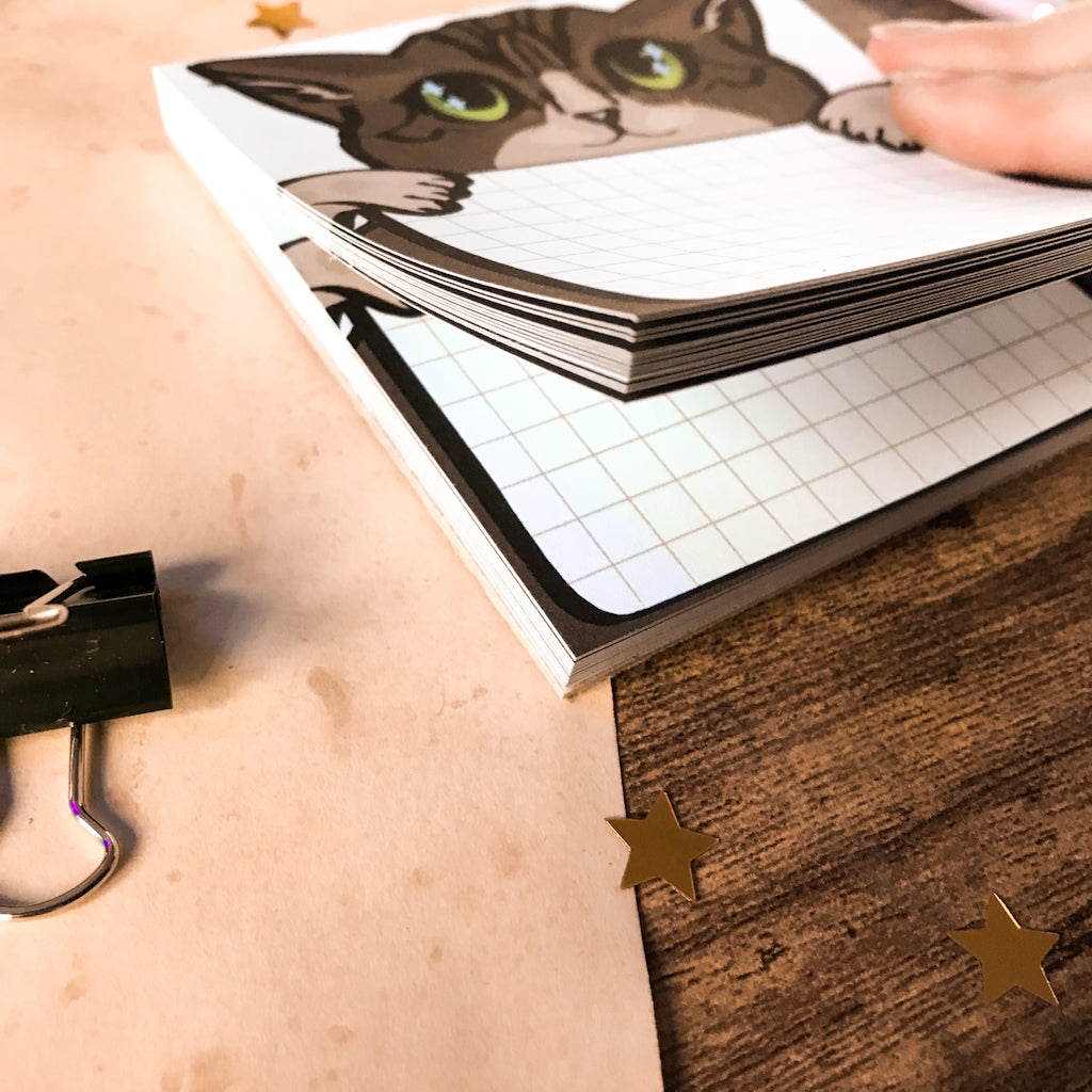 Tabby Cat Memo Pad, Square Notepad