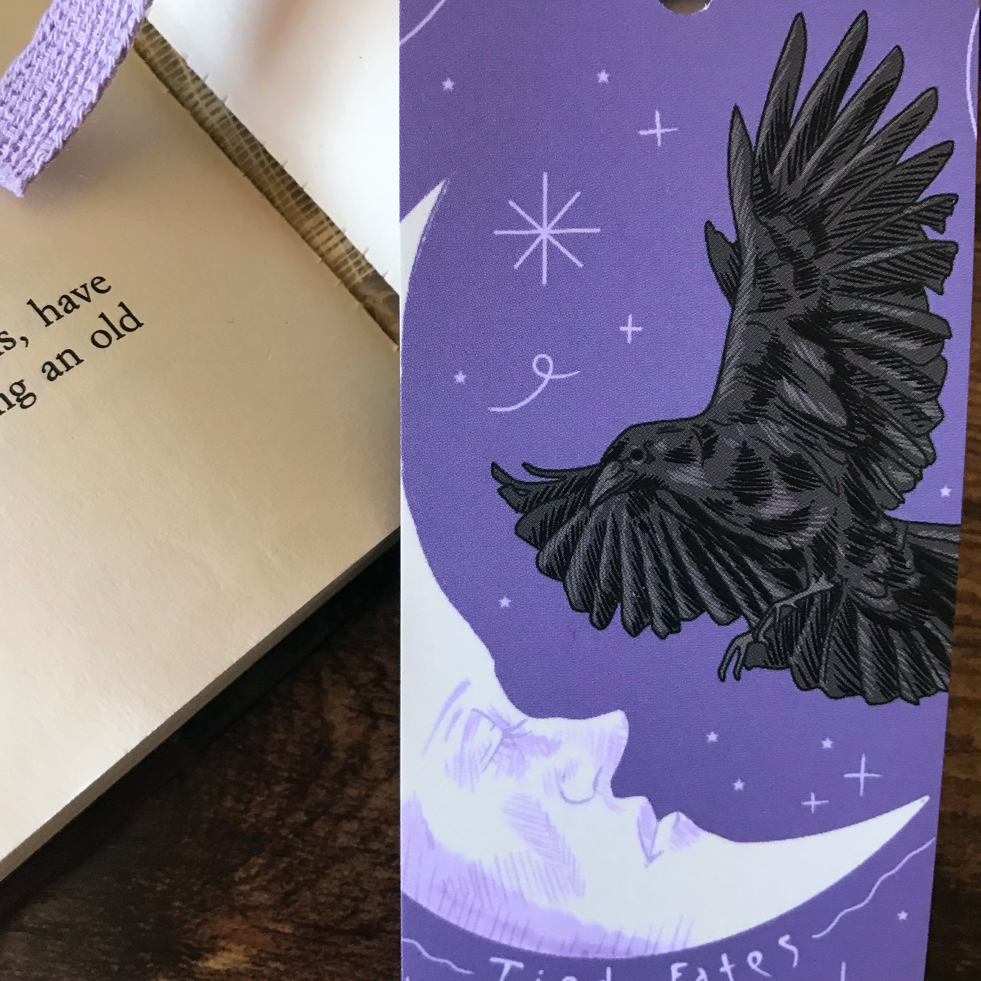 Moon and Raven Ribbon Bookmark