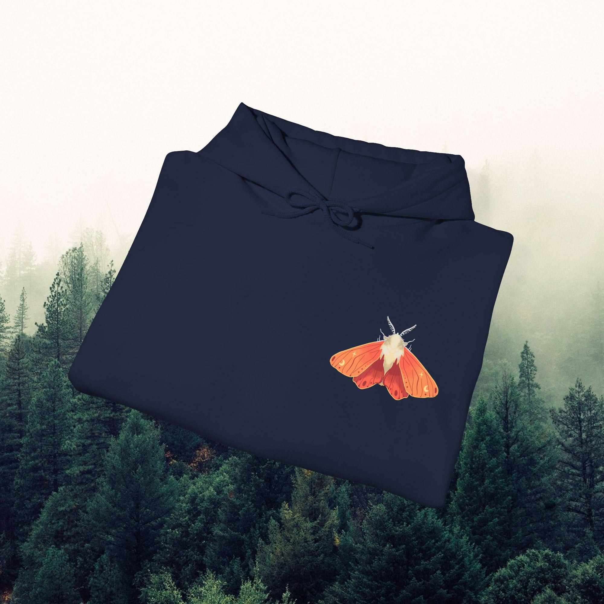 Lavendar Moth Unisex Hooded Sweatshirt - Nature-Inspired Design