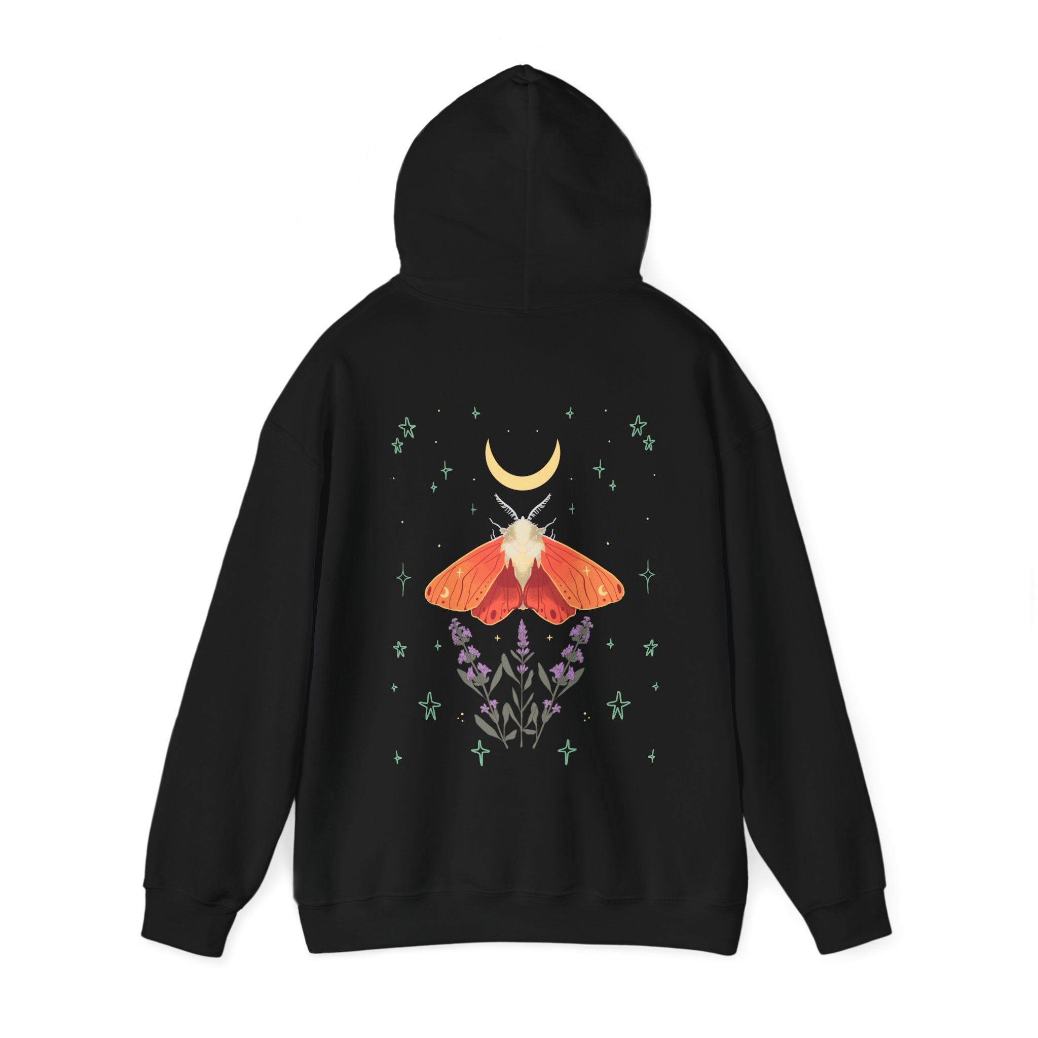 Lavendar Moth Unisex Hooded Sweatshirt - Nature-Inspired Design