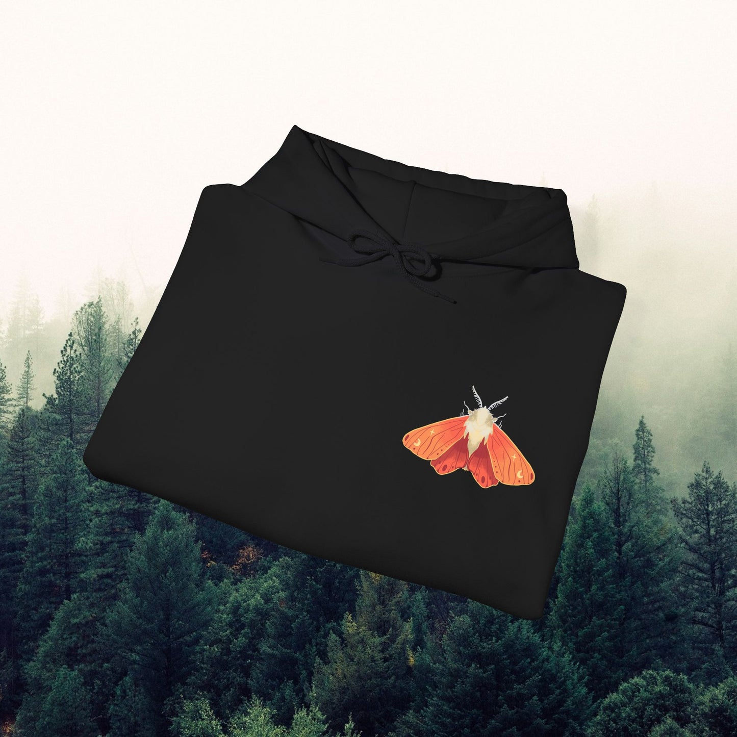 Lavendar Moth Unisex Hooded Sweatshirt - Nature-Inspired Design