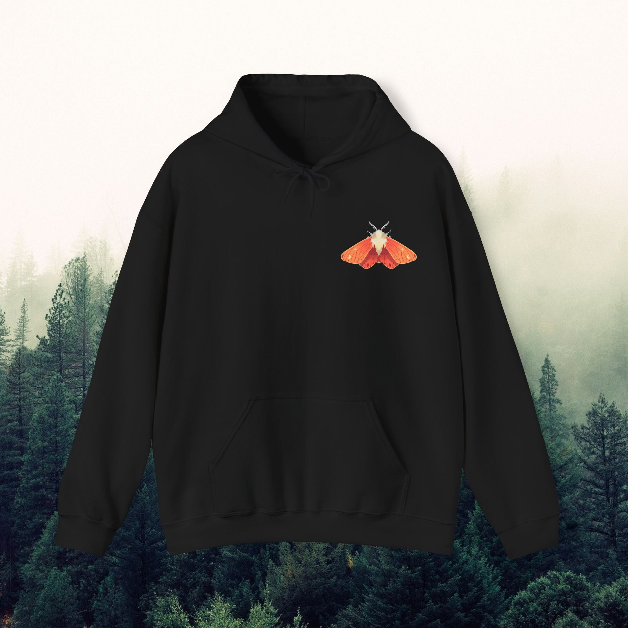 Lavendar Moth Unisex Hooded Sweatshirt - Nature-Inspired Design