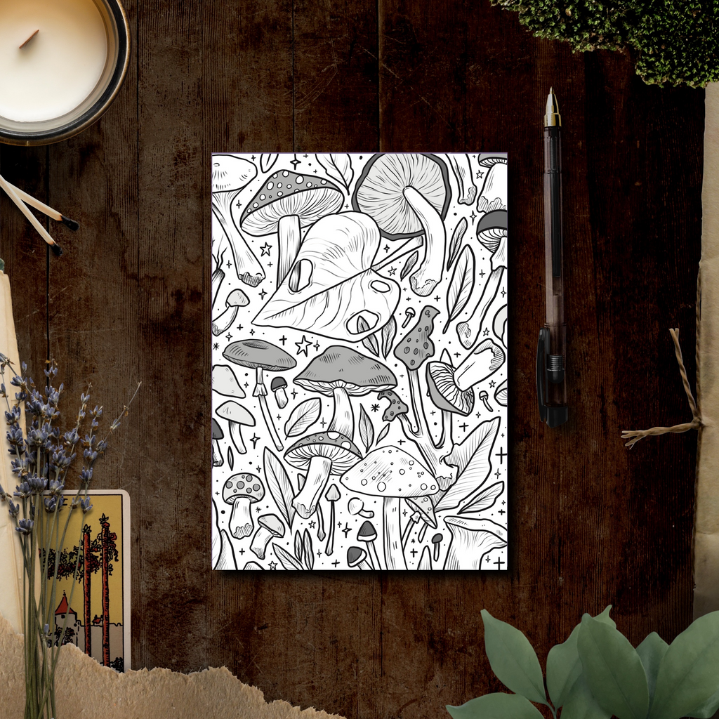 White Shrooms, A5 Softcover Notebook