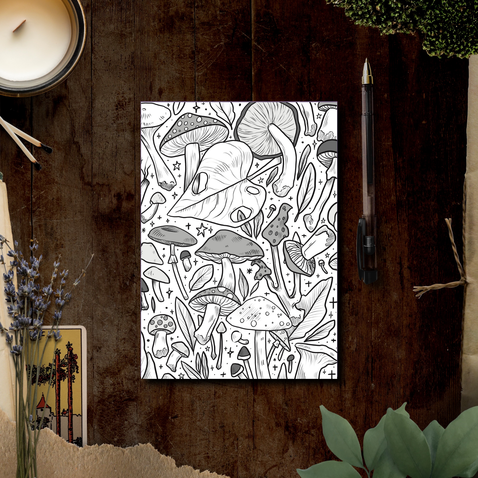 White Shrooms, A5 Softcover Notebook