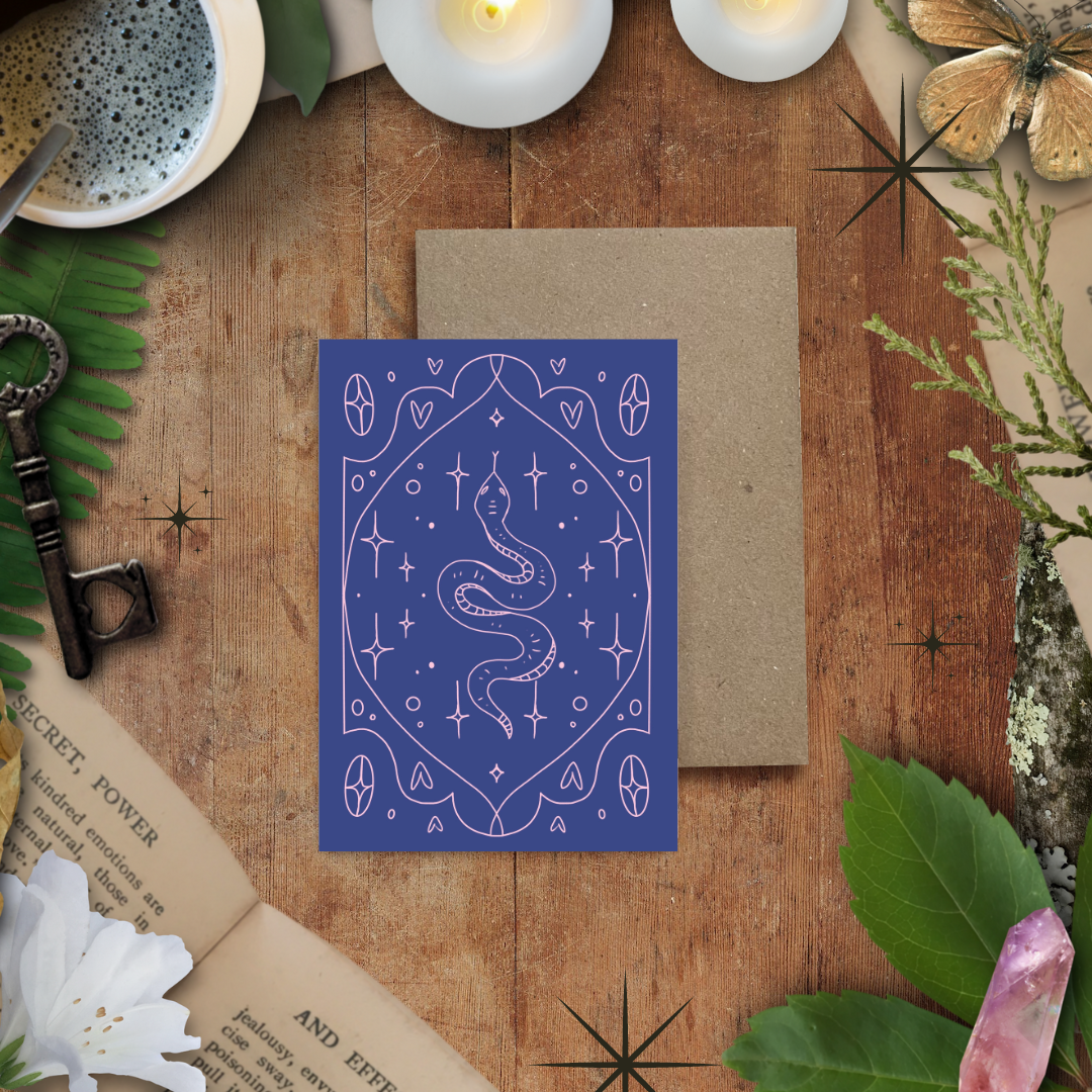 Blue Snake Card, Everyday Greeting Card