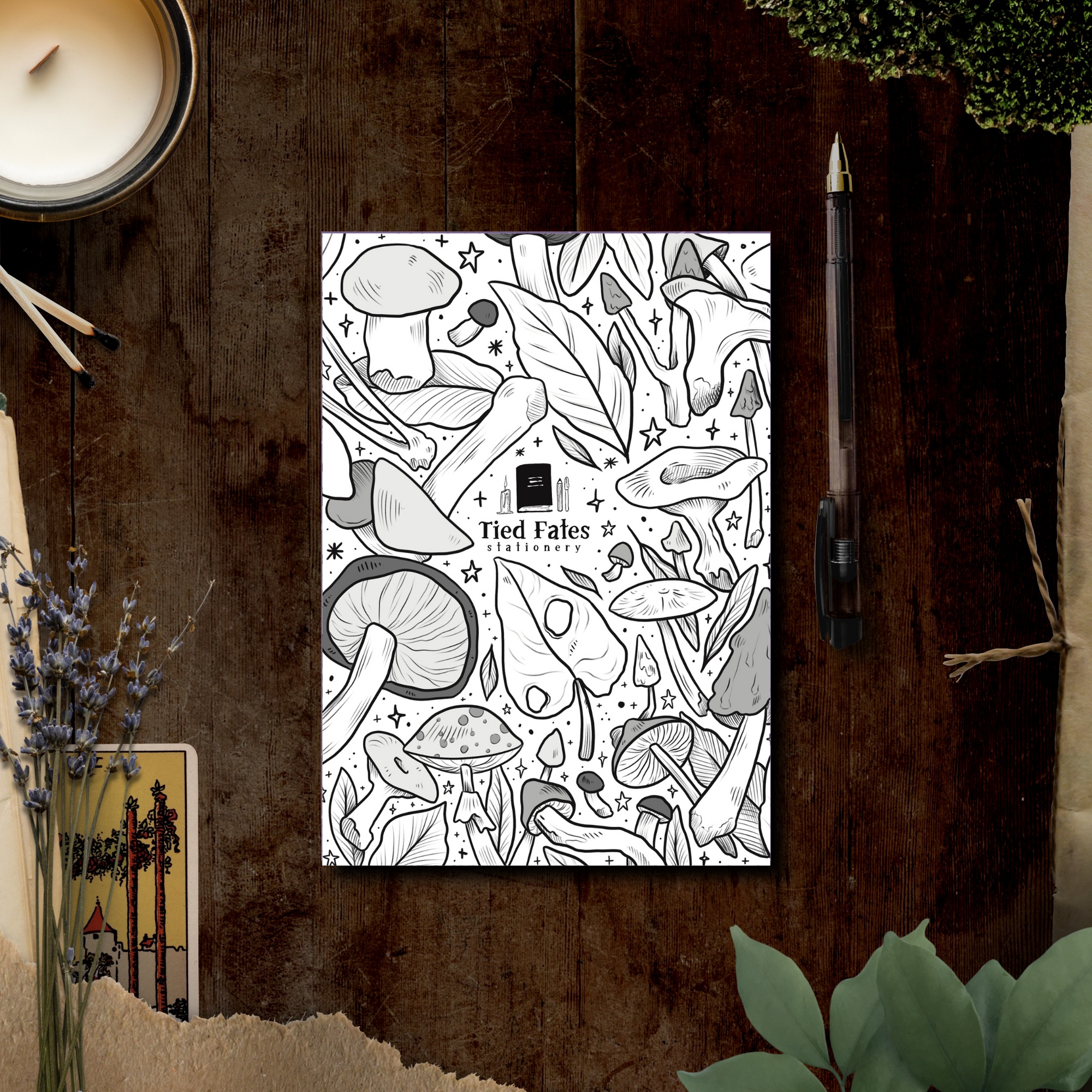 White Shrooms, A5 Softcover Notebook