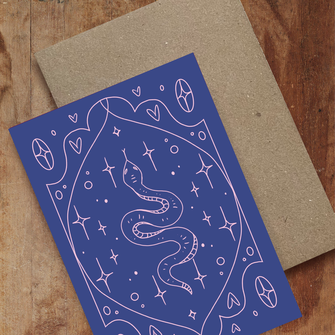 Blue Snake Card, Everyday Greeting Card
