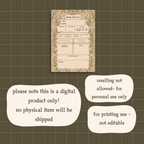 Romantic Reading Review Page Digital Download