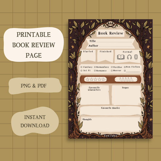 Whimsical Book Review Page Digital Download