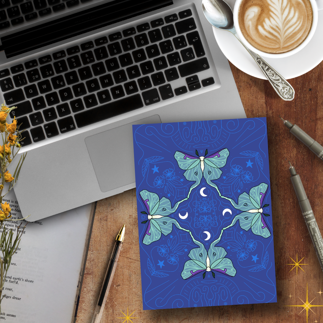 Lunar Moth, A5 Handmade Notebook