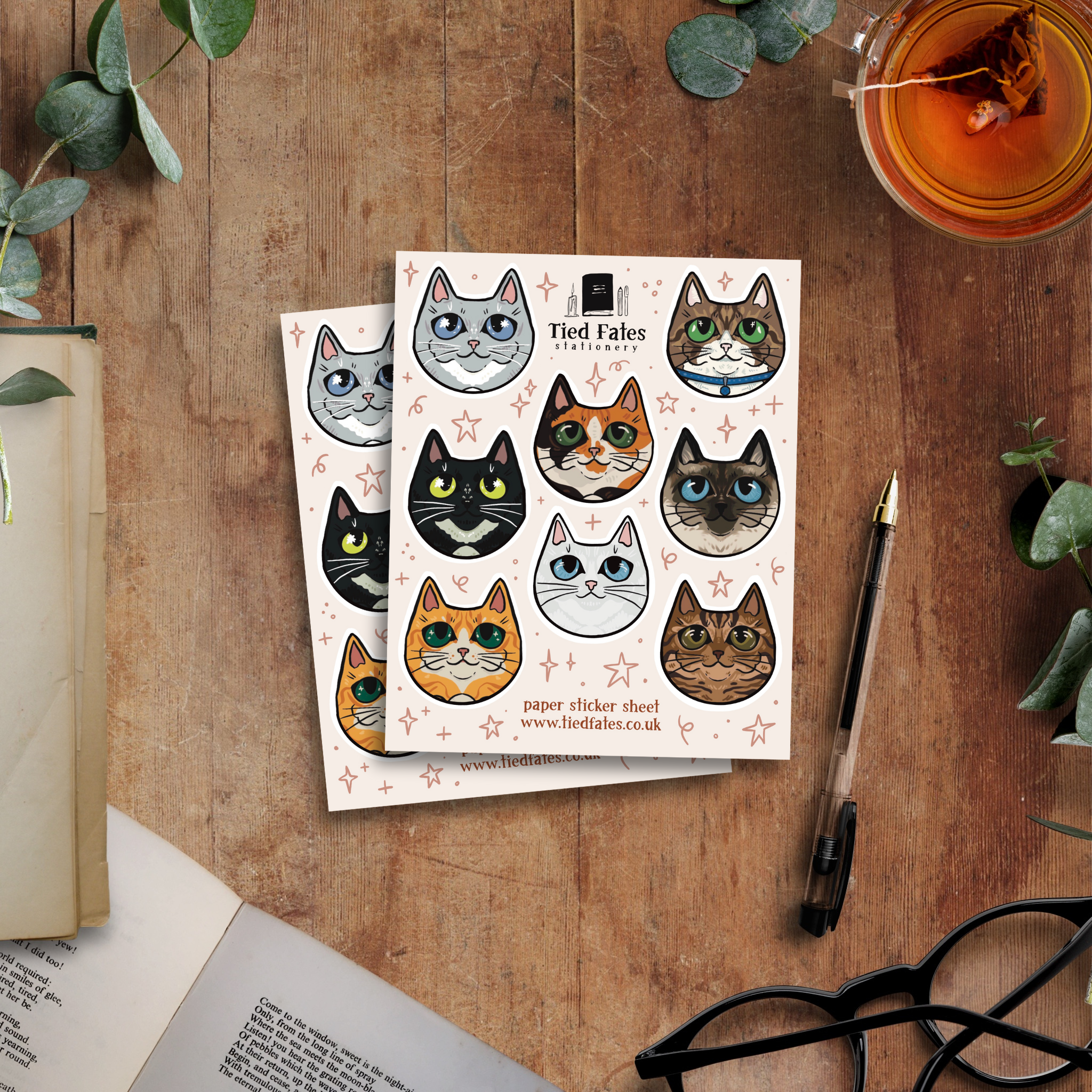 Cat Face Sticker Sheet