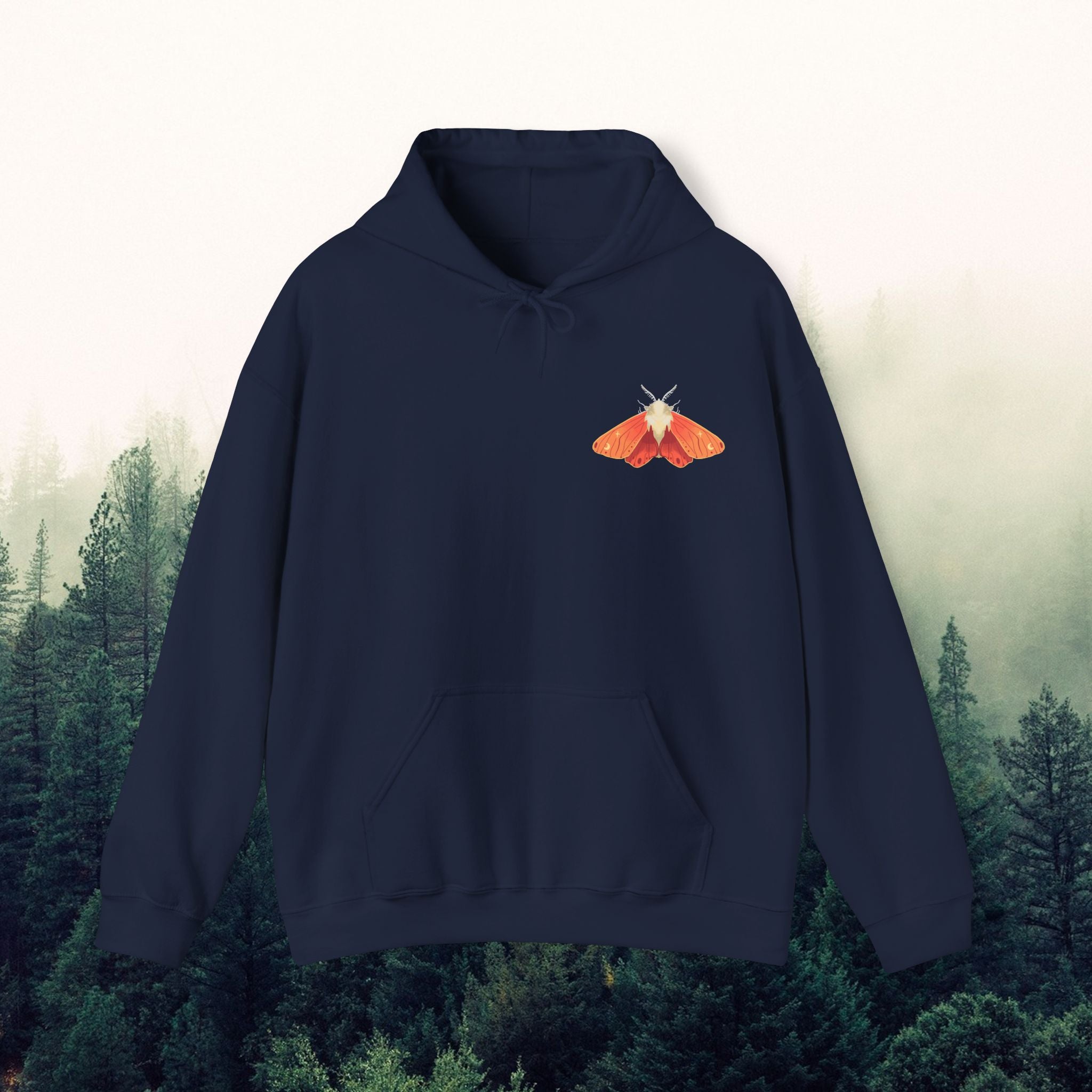 Lavendar Moth Unisex Hooded Sweatshirt - Nature-Inspired Design