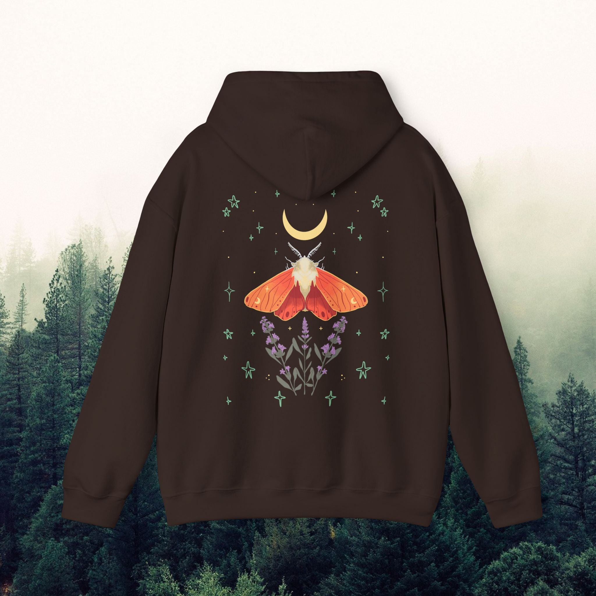 Lavendar Moth Unisex Hooded Sweatshirt - Nature-Inspired Design