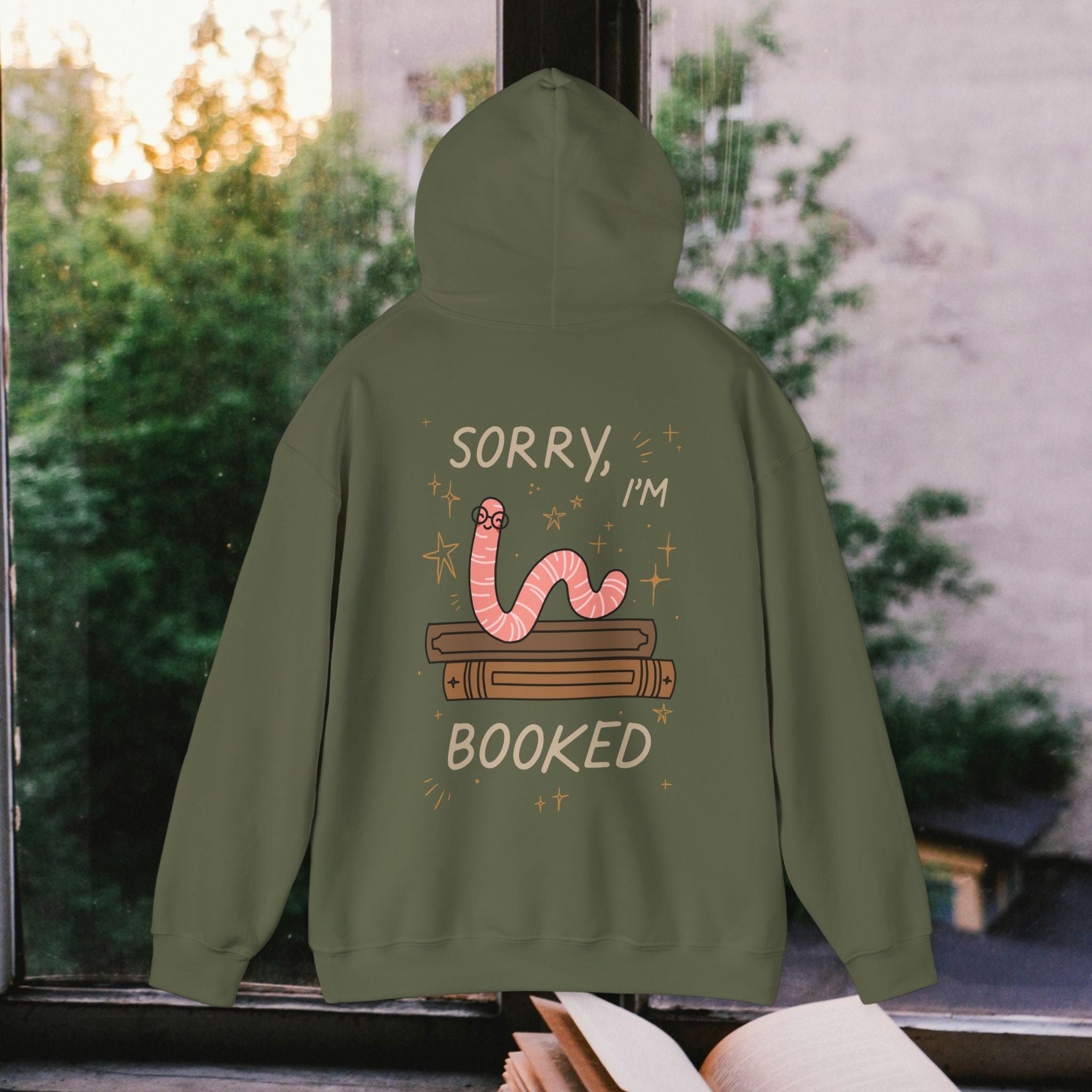 Funny Bookworm Hoodie - "Sorry, I'm Booked" Unisex Heavy Blend Sweatshirt