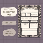 Morally Grey Character Book Review Page Digital Download