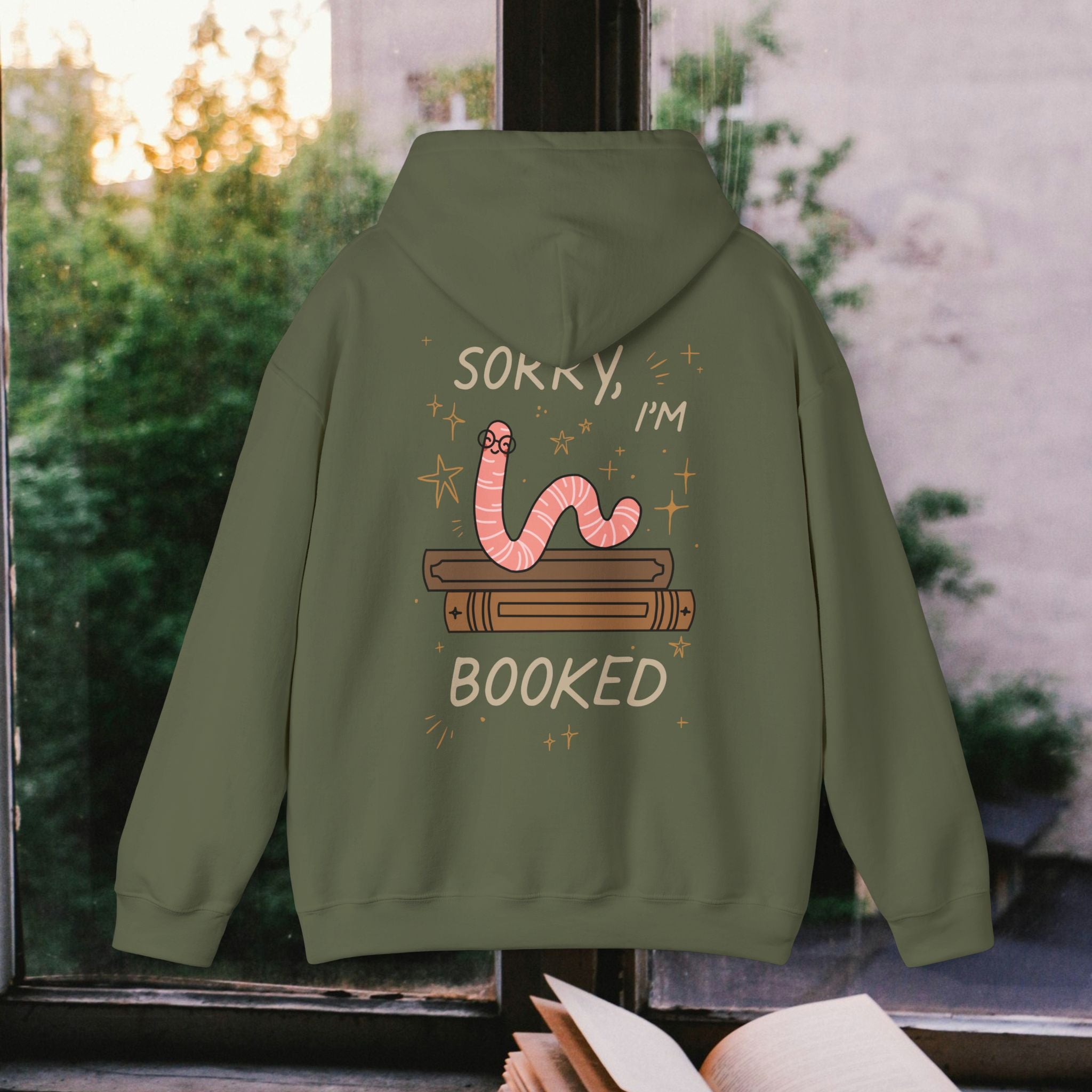 Funny Bookworm Hoodie - "Sorry, I'm Booked" Unisex Heavy Blend Sweatshirt