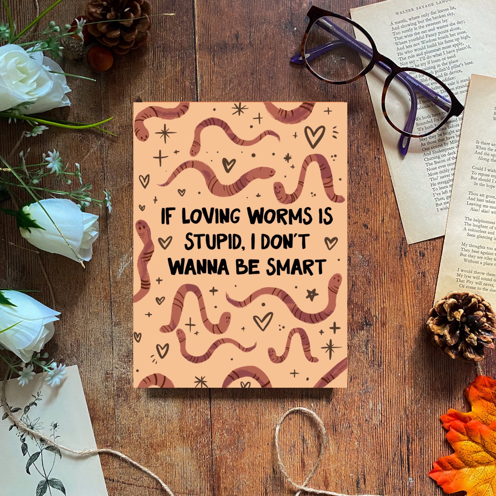 Loving Worms, Handmade A5 Notebook