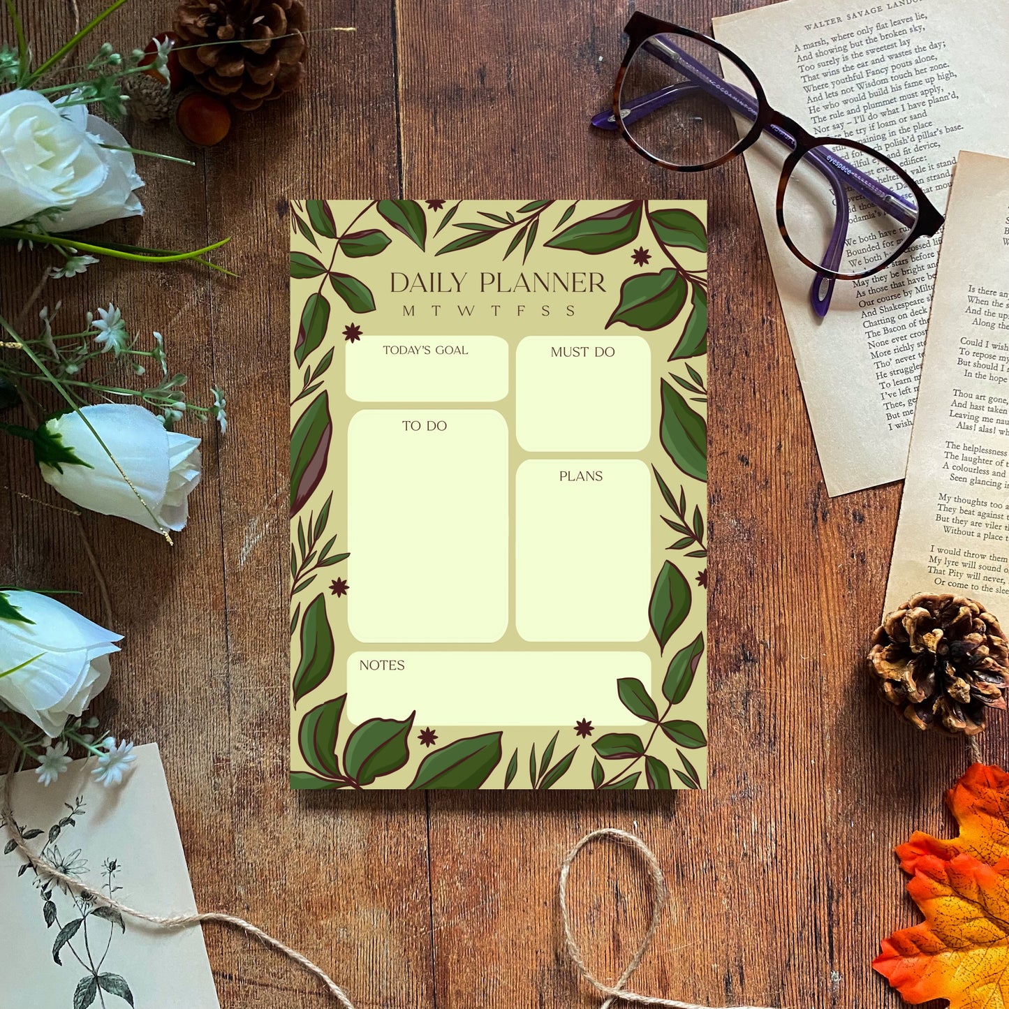 Green Leafy Daily Planner