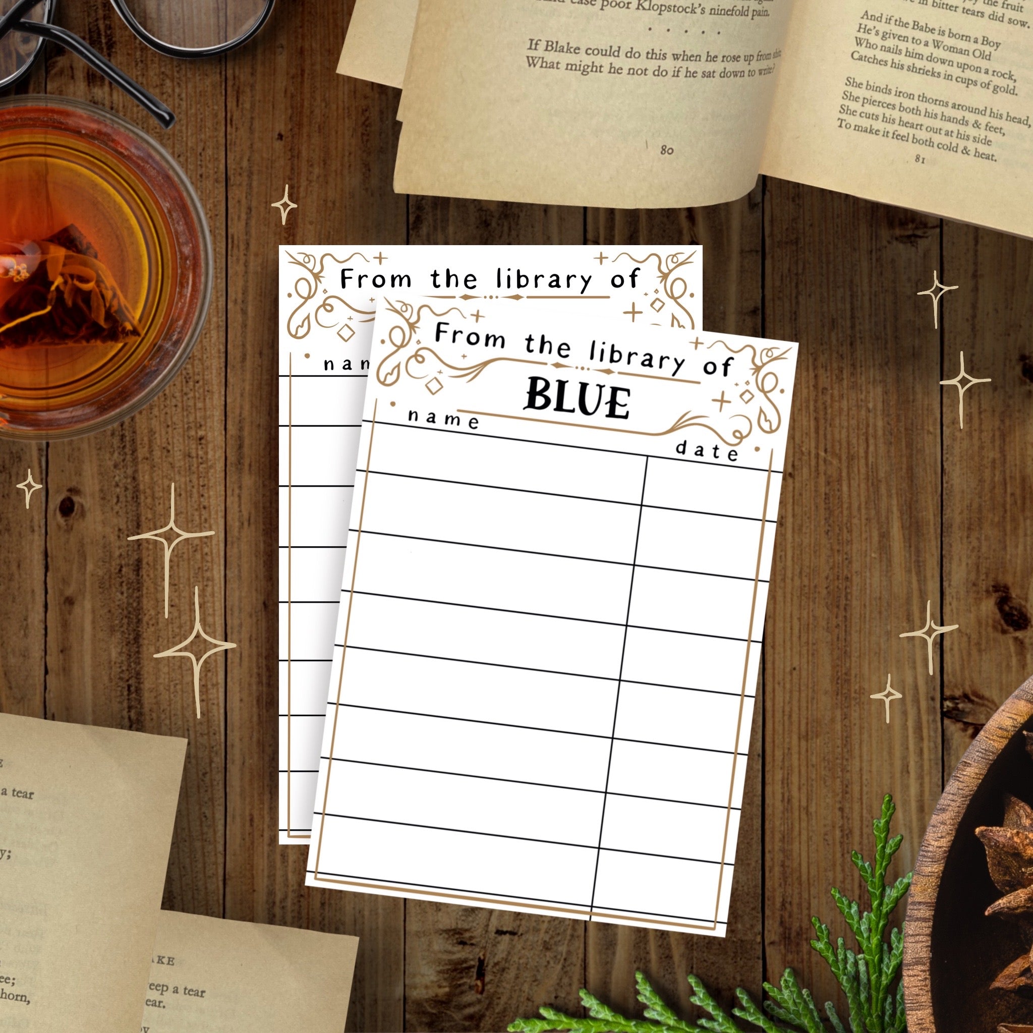 Ornate Library Personalised Library Card – Tied Fates