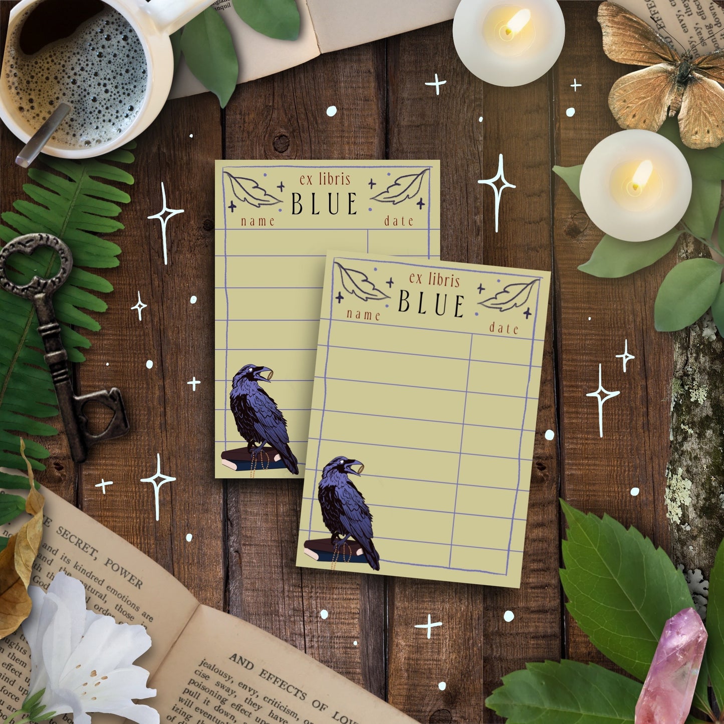 Crow Hoard Personalised Library Card | Tied Fates Stationery
