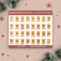 Bookish Month Dates, Sticker Sheet