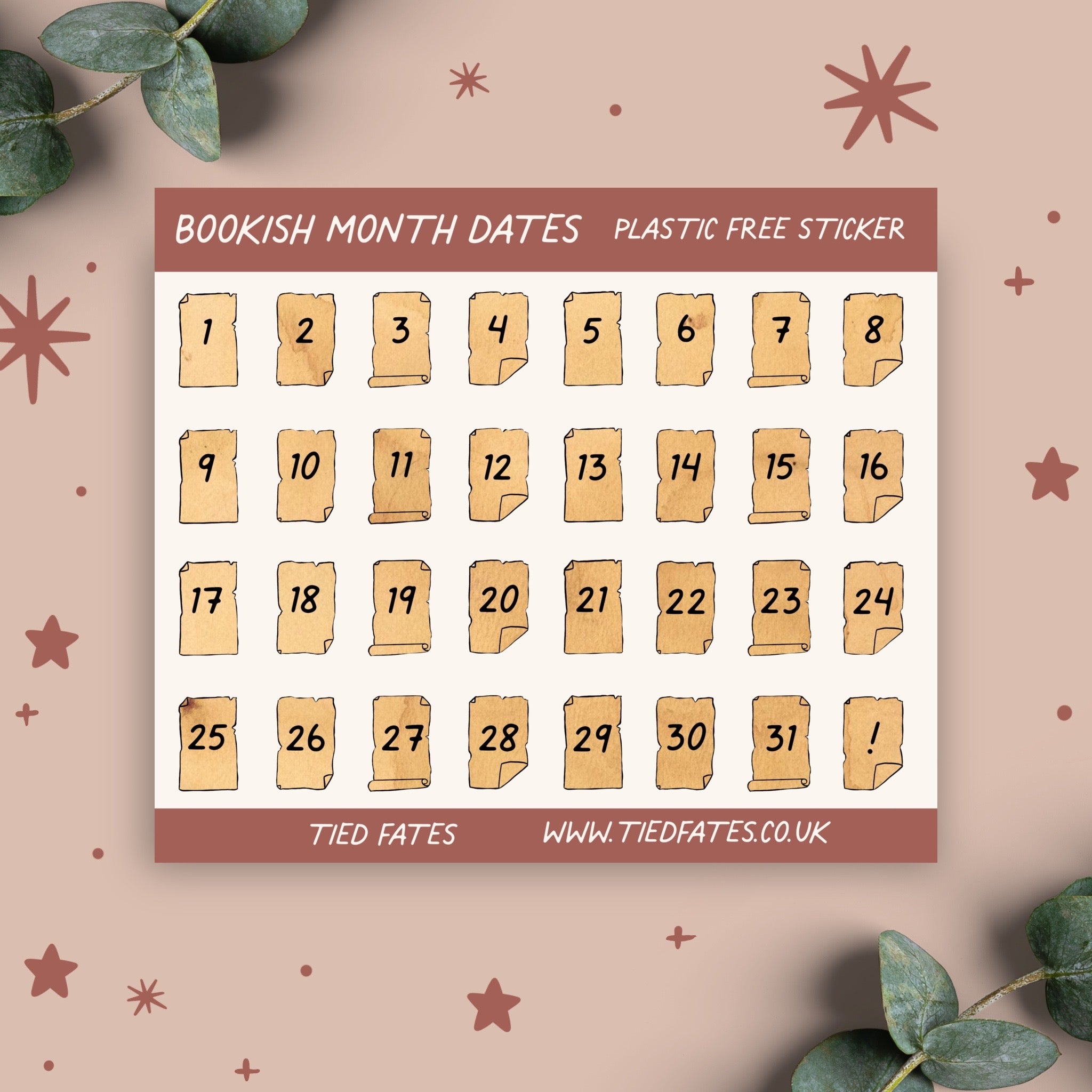 Bookish Month Dates, Sticker Sheet