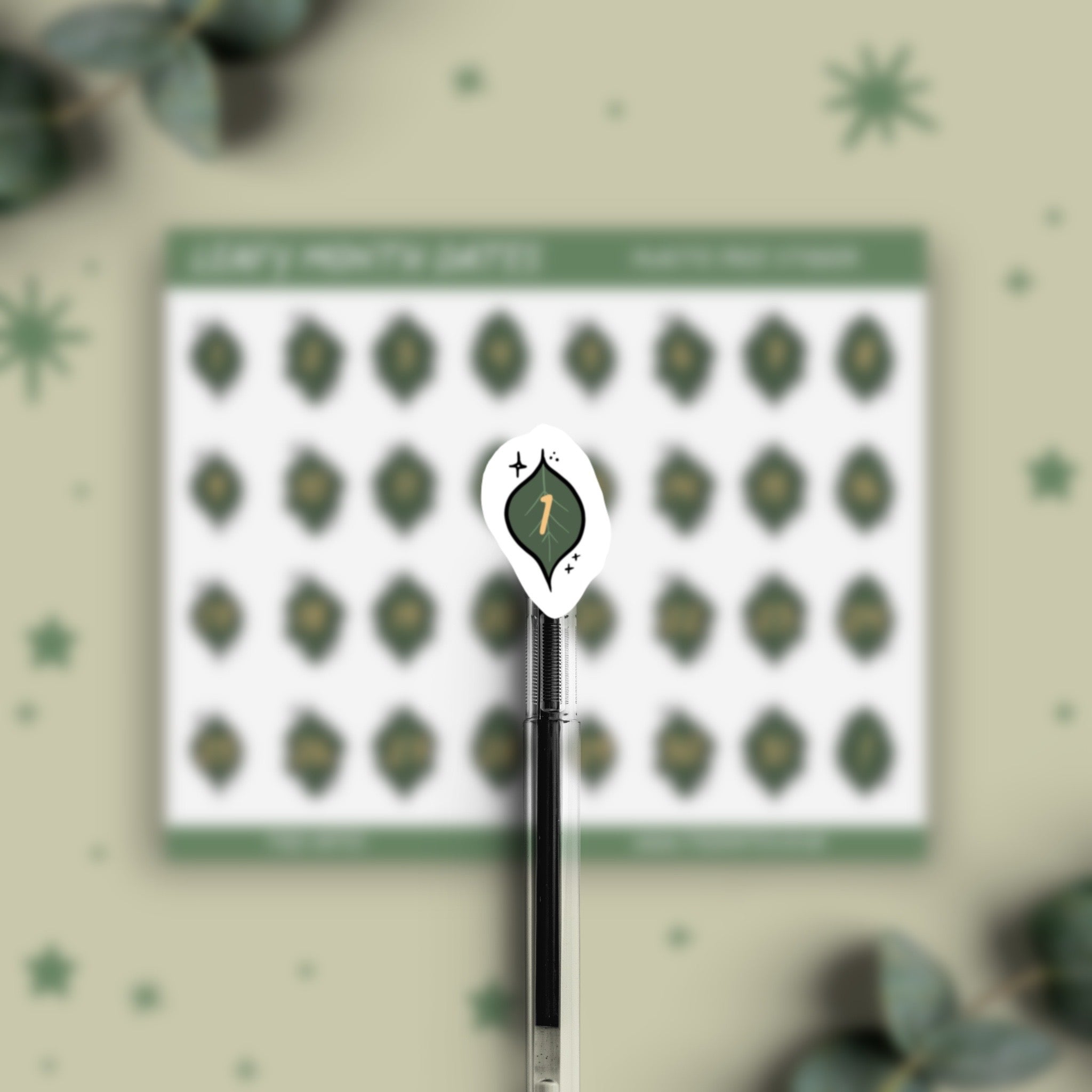 Leafy Month Dates, Sticker Sheet