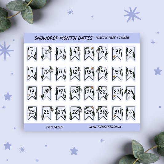 Snowdrop Month Dates, Sticker Sheet