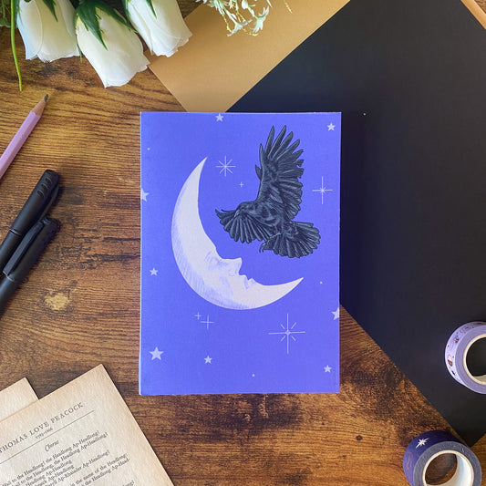 Moon and Raven, Softcover Notebook
