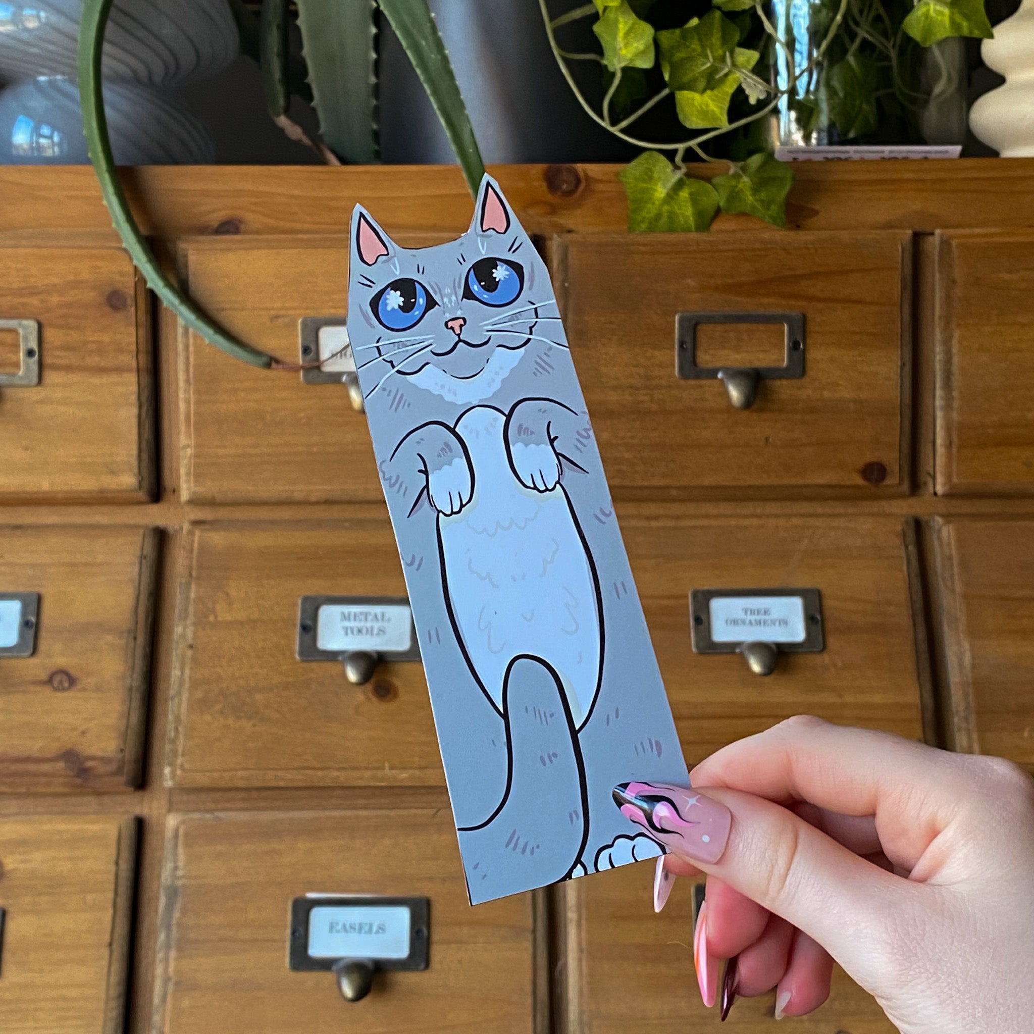 Grey Cat Familiar Bookmark