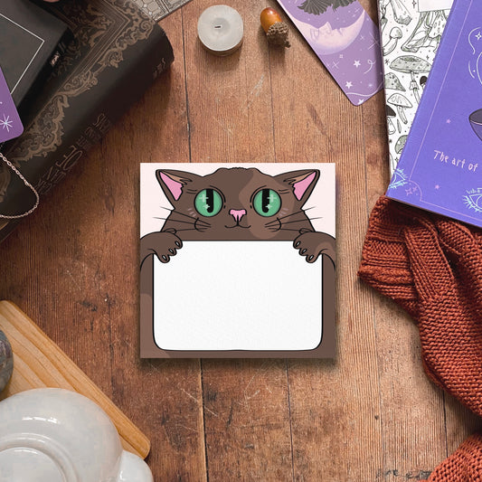 Brown Cat Memo Pad, Square Notepad