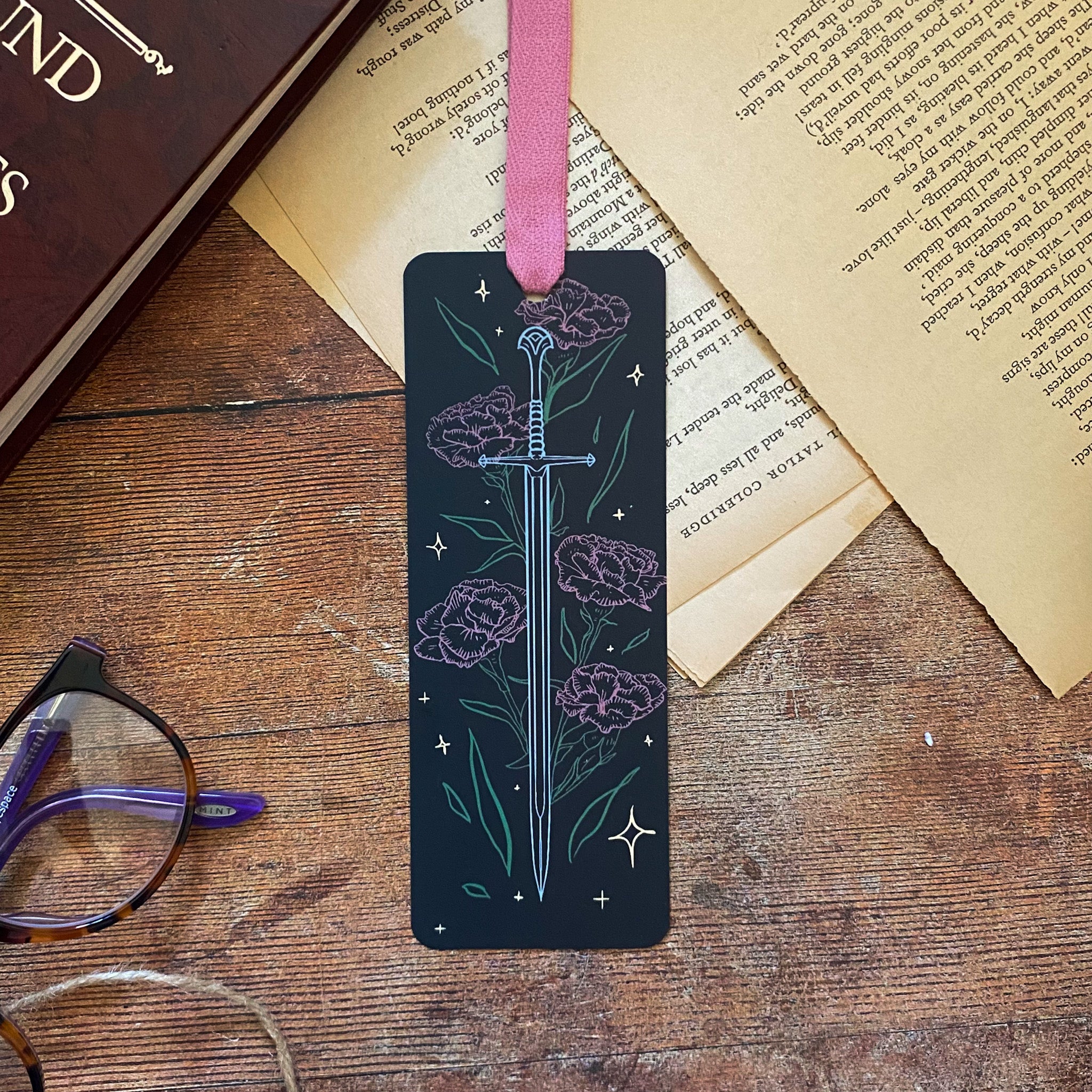 Sword and Flower Ribbon Bookmark
