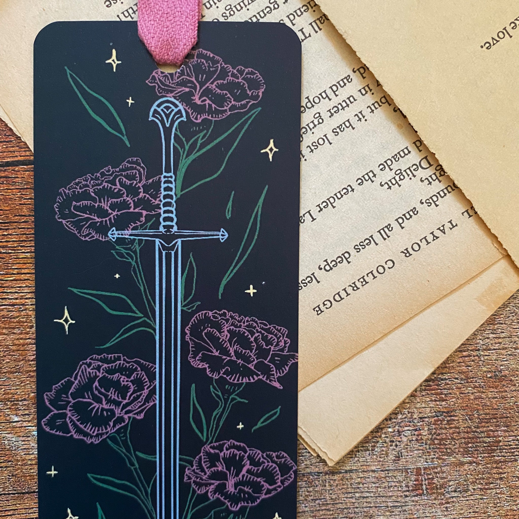 Sword and Flower Ribbon Bookmark