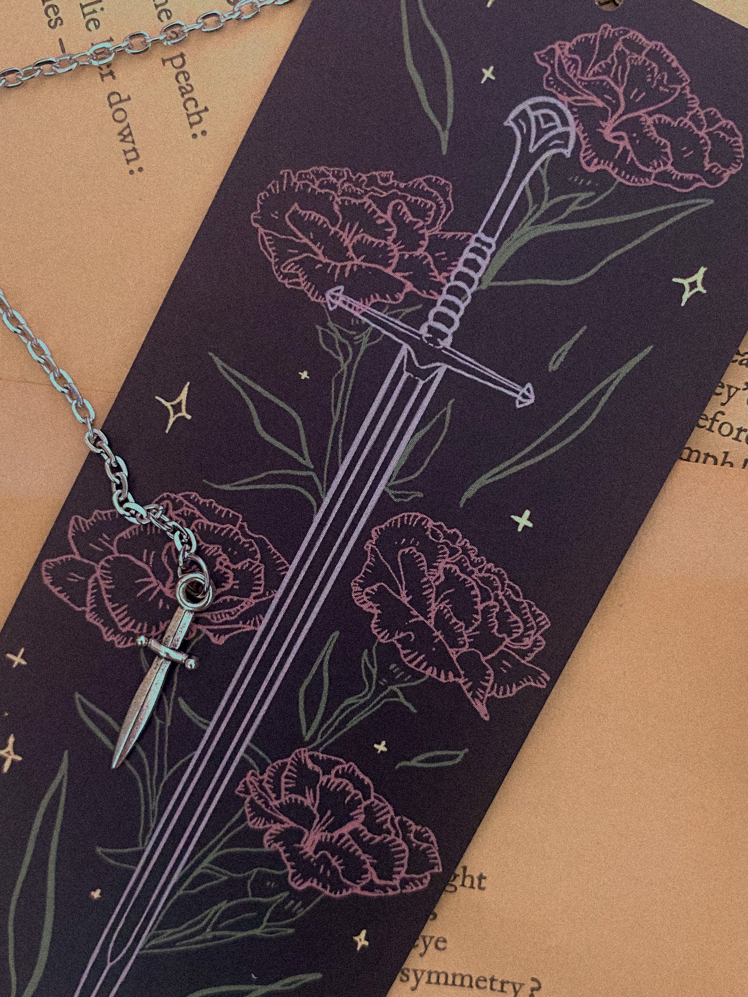 Sword and Flower - Chain Bookmark