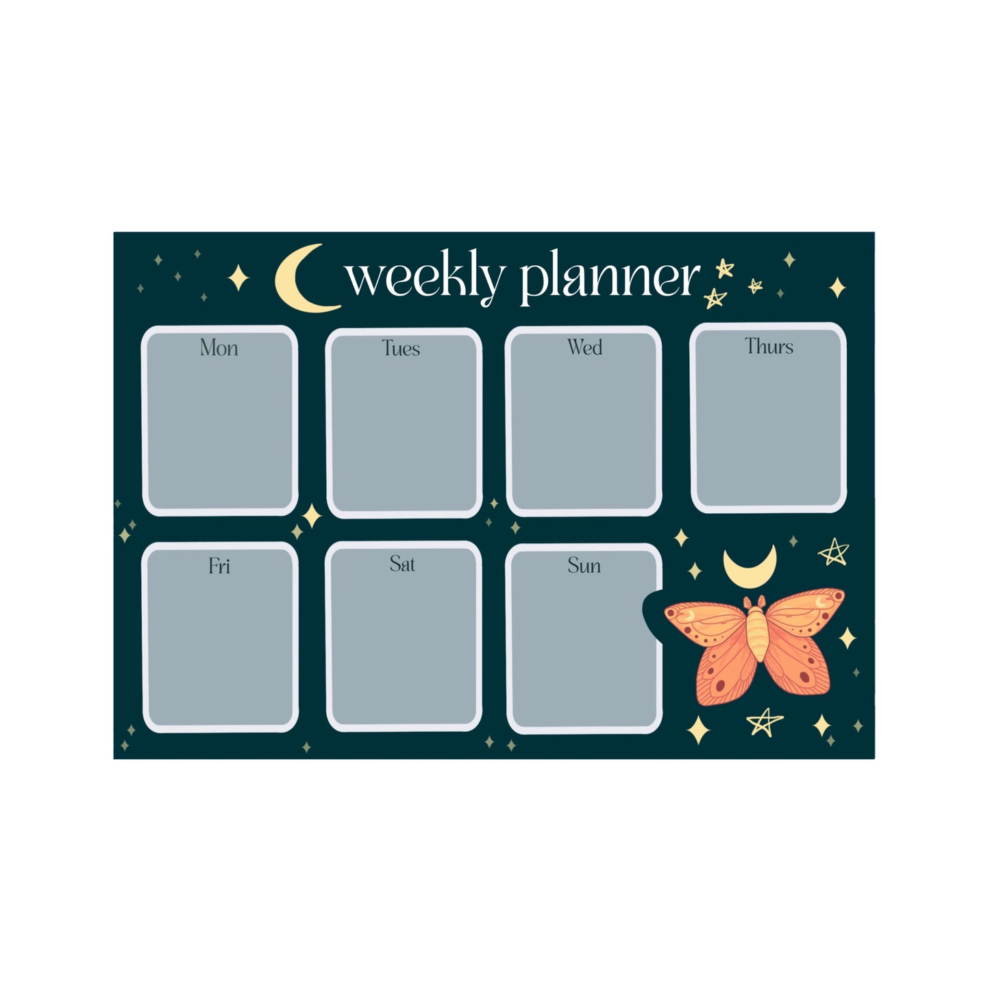 Orange Moth Weekly Calendar, A5 Notepad