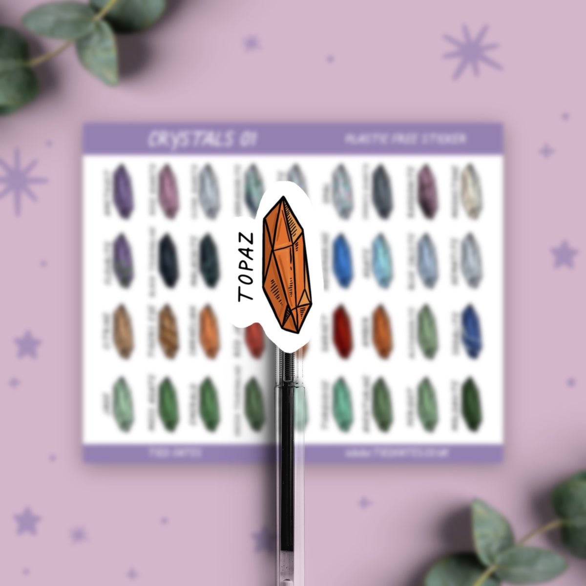 Crystal Sticker Sheet Crystals 01, Sticker Sheet| Tied Fates Stationery