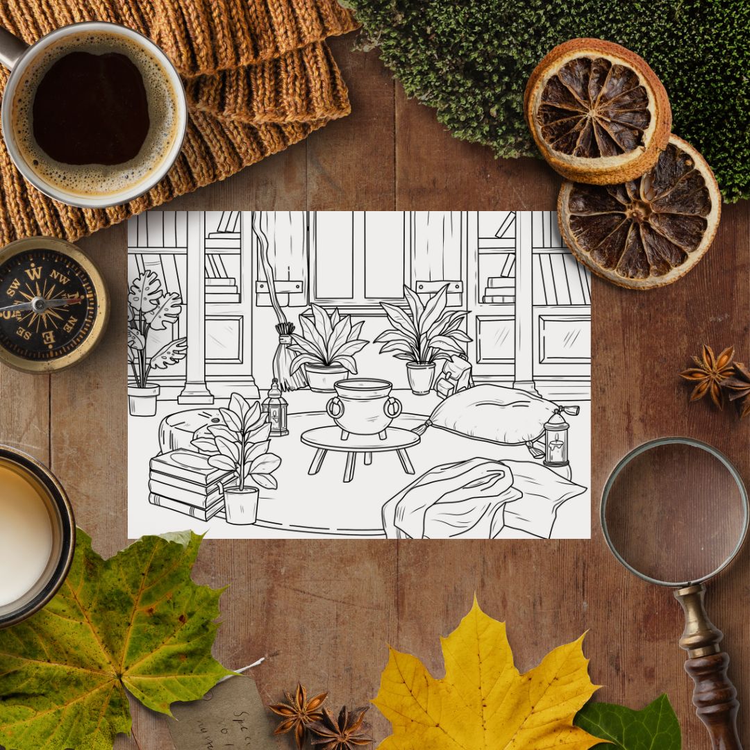 Cozy Witchy Colouring Page Bundle