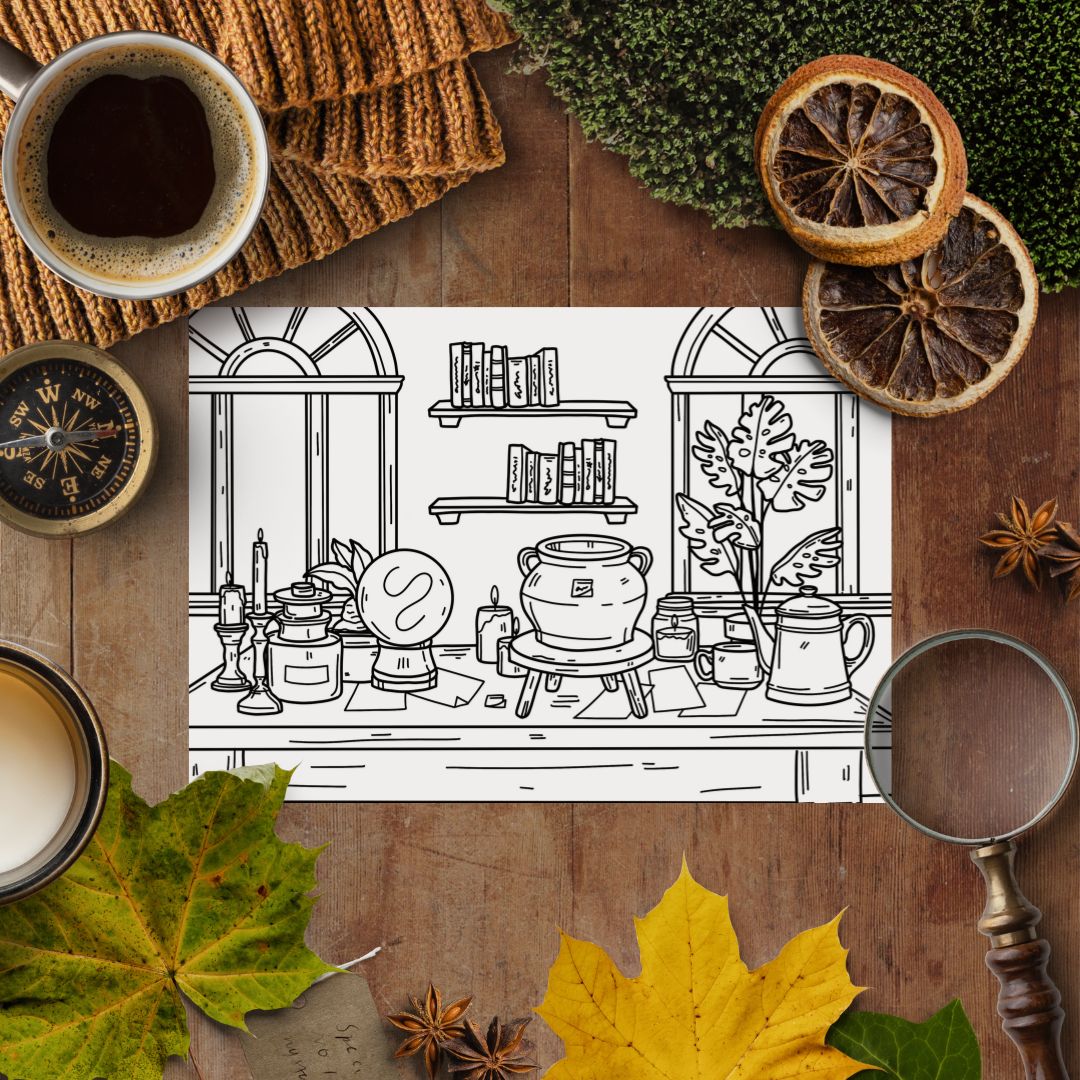 Cozy Witchy Colouring Page Bundle