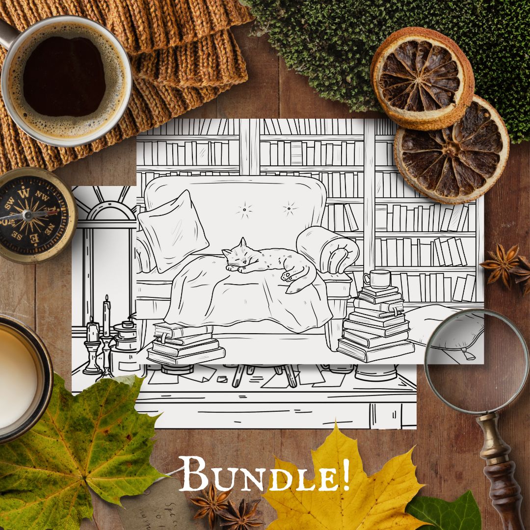 Cozy Witchy Colouring Page Bundle