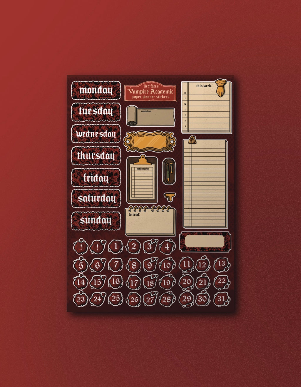 Vampiric Academic - Planner Sticker Sheet