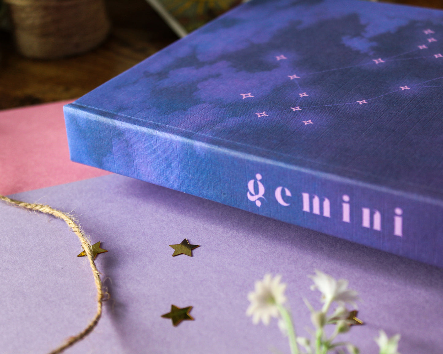 Gemini, Purple Cloud Zodiac, Hardback Notebook